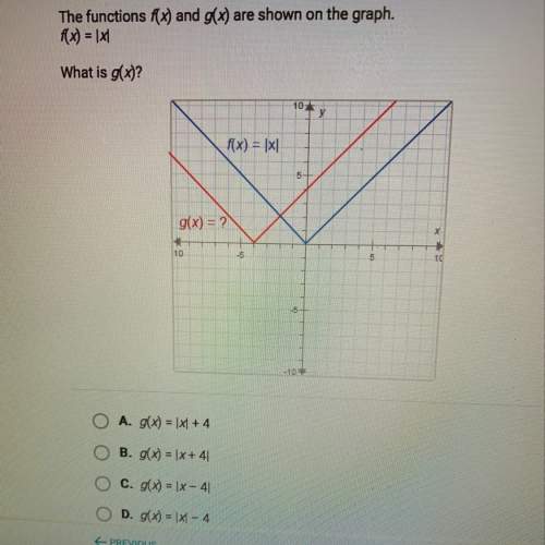 Asap will give 20 points  the functions f(x) and g(x) are shown on the graph. f(x)=|x|