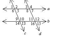 Which angles are corresponding angles?  &lt; 8 and &lt; 16  &lt; 4 and &lt;