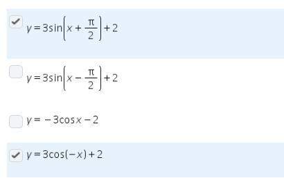 Which of the following are equivalent to the function y=3cosx + 2?  check all that appl