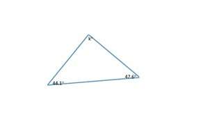 Refer to the triangle above. the known angles are 44.1 and 47.6 respectively. find the m