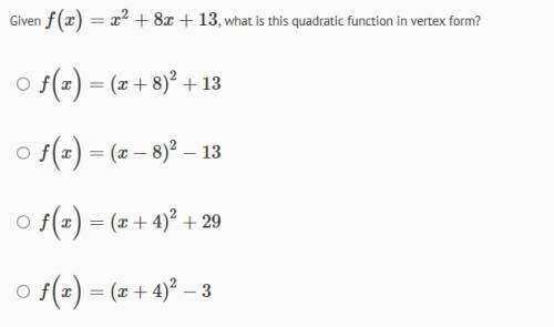 What is this quadratic function in vertex form?
