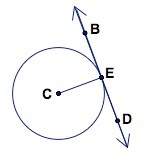 Given: line bd is tangent to circle c. find m∠ceb. a) 45°  b) 90°  c) 100°