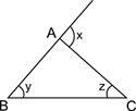Which relationship is always correct for the angles x, y, and z of triangle abc?  a. x + z= y&lt;