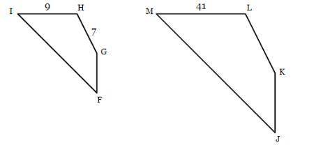 Quadrilateral FGHI is similar to quadrilateral JKLM. Find the measure of side KL. Round your answer