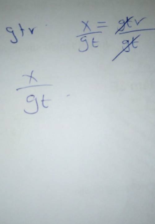 Question 2 of 10
Solve the equation x = gtr for r.