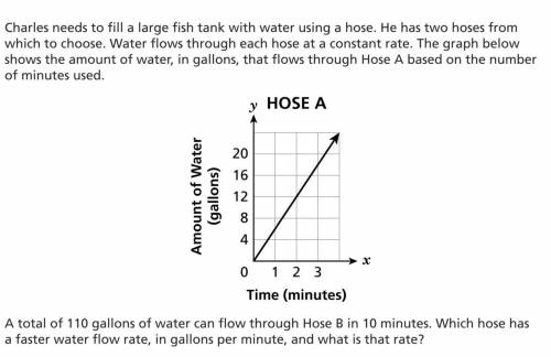A total of 110 gallons of water can follow through Hose B in minutes. Which hose has a faster water