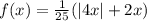 f(x)=\frac{1}{25}(|4x|+2x)