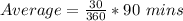 Average = \frac{30}{360} * 90\ mins