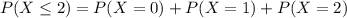 P(X \leq 2) = P(X = 0) + P(X = 1) + P(X = 2)