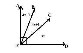 In this diagram,ray ea is perpendicular to ray ed and ray eb bisects angle aec.given that the measur