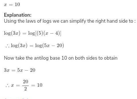 Log3x= log5 + log (x-4)​