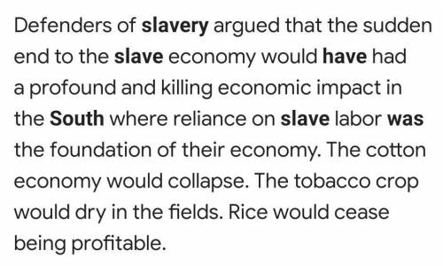 How did the south oppose to the use of slavery in the south?​