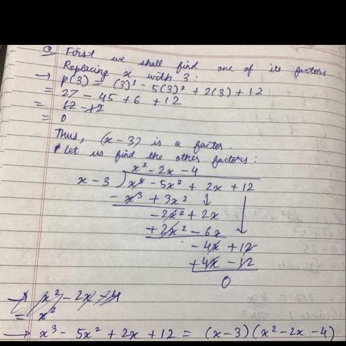 Find all zeros and write the polynomial as a product of linear factors

P(x) = x^3 -5x^2 + 2x +12 
S
