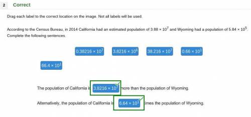 According to the Census Bureau, in 2014 California had an estimated population of 3.88 x 10^7 and Wy