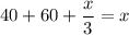 40+60+\dfrac{x}{3}=x