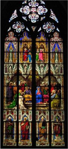 The above piece of art is a replica of what type of religious art?  a. monogram c. stained-glass win