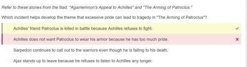 Refer to these stories from the Iliad: Agamemnon's Appeal to Achilles and The Arming of Patroclus