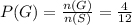 P(G) = \frac{n(G)}{n(S)} = \frac{4}{12}