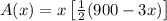 A(x) &=x\left[\frac{1}{2}(900-3 x)\right]