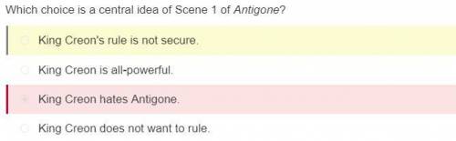 Which choice is a central idea of Scene 1 of Antigone?

King Creon does not want to rule.
King Creon