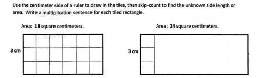 Skip-count to find the unknown area. Write a multiplication sentence for each tiled rectangle. You c