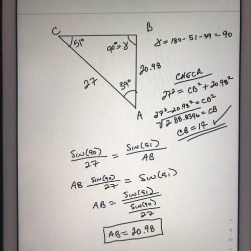 1. Using the law of sines for the diagram below find the length of AB.​