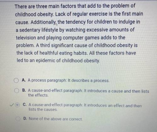 What type of paragraph is the following?

There are three main factors that add to the problem of
ch
