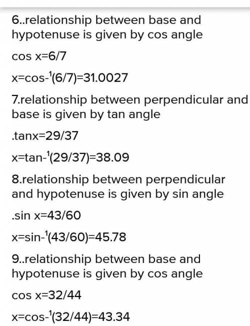finding angle measures with trig. Find the missing angle measures. Round to the nearest whole number