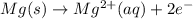 Mg(s)\rightarrow Mg^{2+}(aq)+2e^-