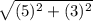 \sqrt{(5)^2+(3)^2}