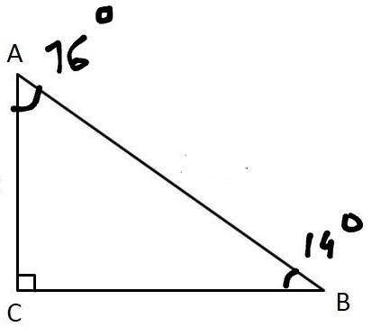In right triangle ABC, A = 76° , a = 13 , and ∠C is the right angle. Solve the triangle.