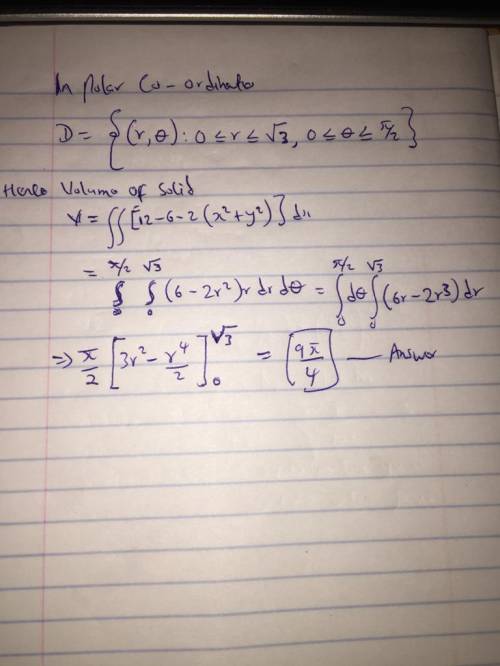 Use polar coordinates to find the volume of the given solid. Bounded by the paraboloid z = 6 + 2x2 +