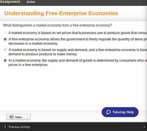 What distinguishes a market economy from a free-enterprise economy?

A market economy is based on se