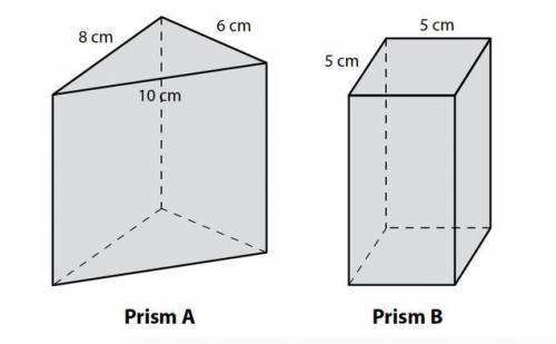 Part B if the height of each prism is 10 Cm what is the surface area prism