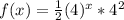f(x) = \frac{1}{2}(4)^x * 4^2