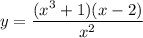 y=\dfrac{(x^3+1)(x-2)}{x^2}