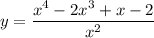 y=\dfrac{x^4-2x^3+x-2}{x^2}