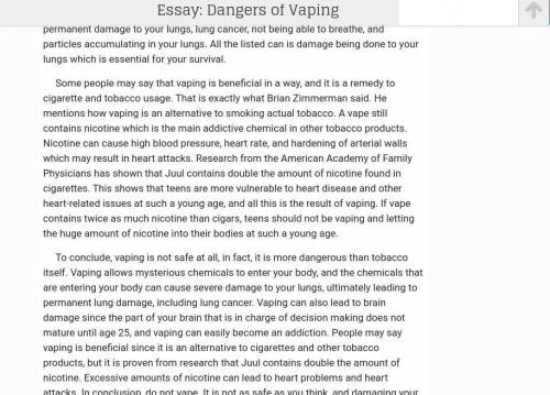 Can someone write me an essay on why I shouldn’t vape and how it’s bad for me