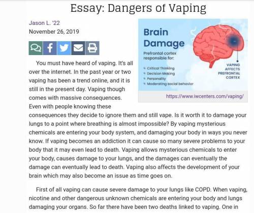 Can someone write me an essay on why I shouldn’t vape and how it’s bad for me