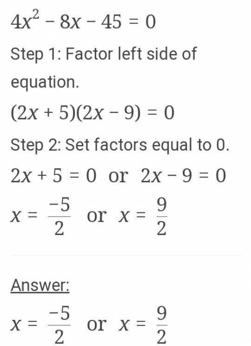 4x^2-8x-45=0 how to solve