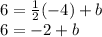 6=\frac{1}{2}(-4)+b\\6=-2+b