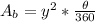 A_b=y^2*\frac{\theta}{360}