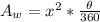 A_w=x^2*\frac{\theta}{360}