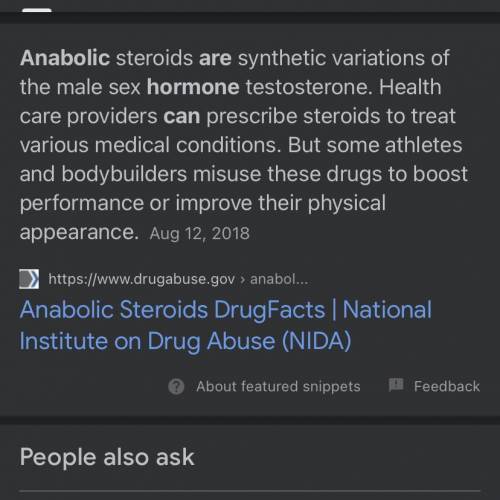 Help please

Anabolic steroids act like which hormone?A.Adrenaline B.Epinephrine C.Estrogen D.Testos