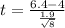 t = \frac{6.4 - 4}{\frac{1.9}{\sqrt{8}}}