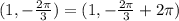 (1, -\frac{2\pi}{3}) = (1, -\frac{2\pi}{3} + 2\pi)