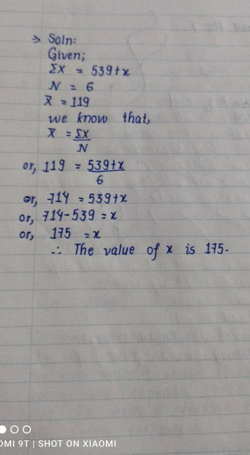 PLEASEEEE HELP I WILL MARK BRAINLIST

Find the value of x such that the data set has the given mean.