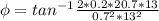 \phi=tan^{-1}\frac{2*0.2*20.7*13}{\20.7^2*13^2}