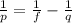 \frac{1}{p} = \frac{1}{f} - \frac{1}{q}