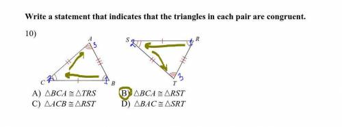 Write a statement that indicates that the triangles in each pair are congruent.